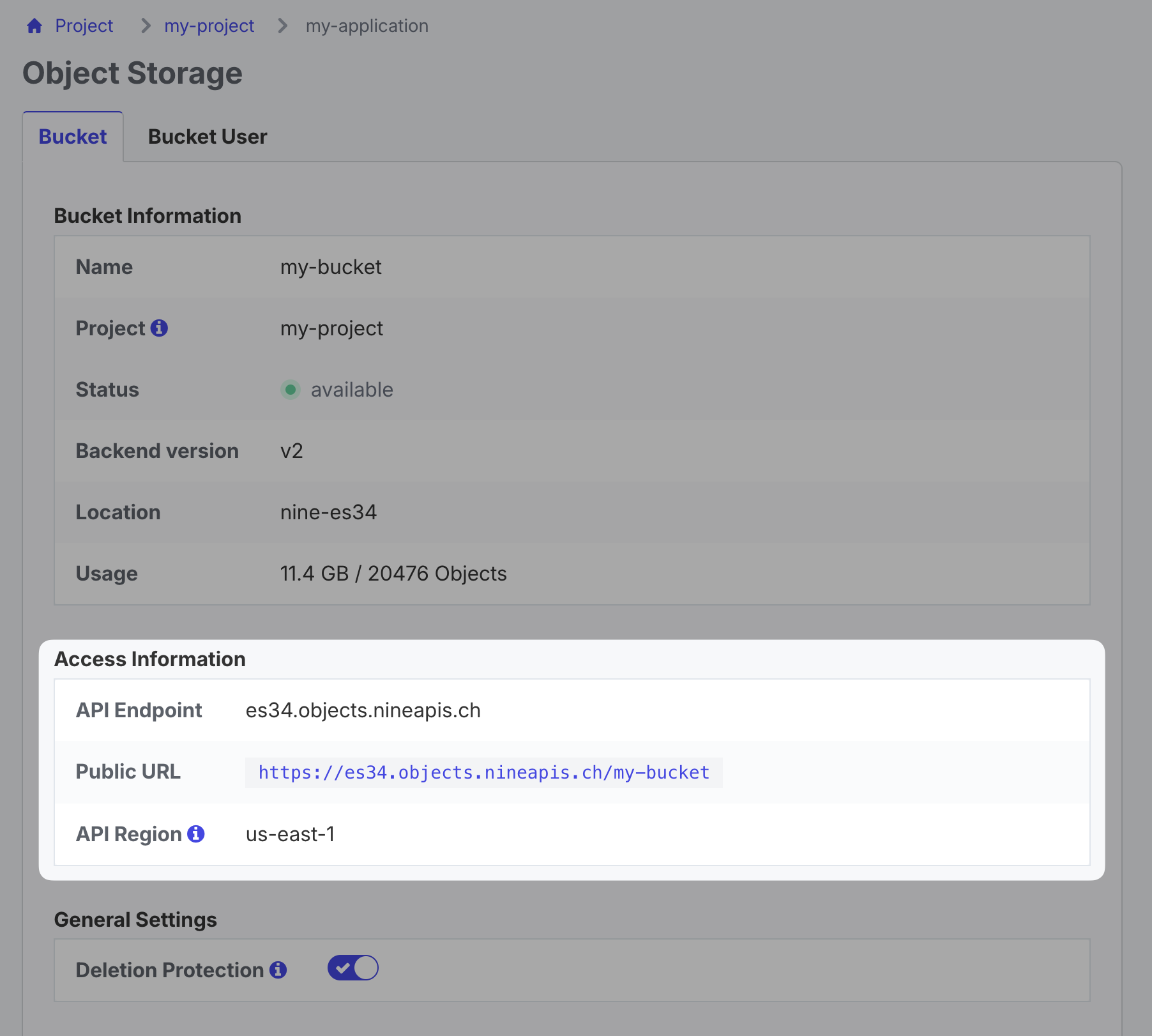 Object Storage Panel